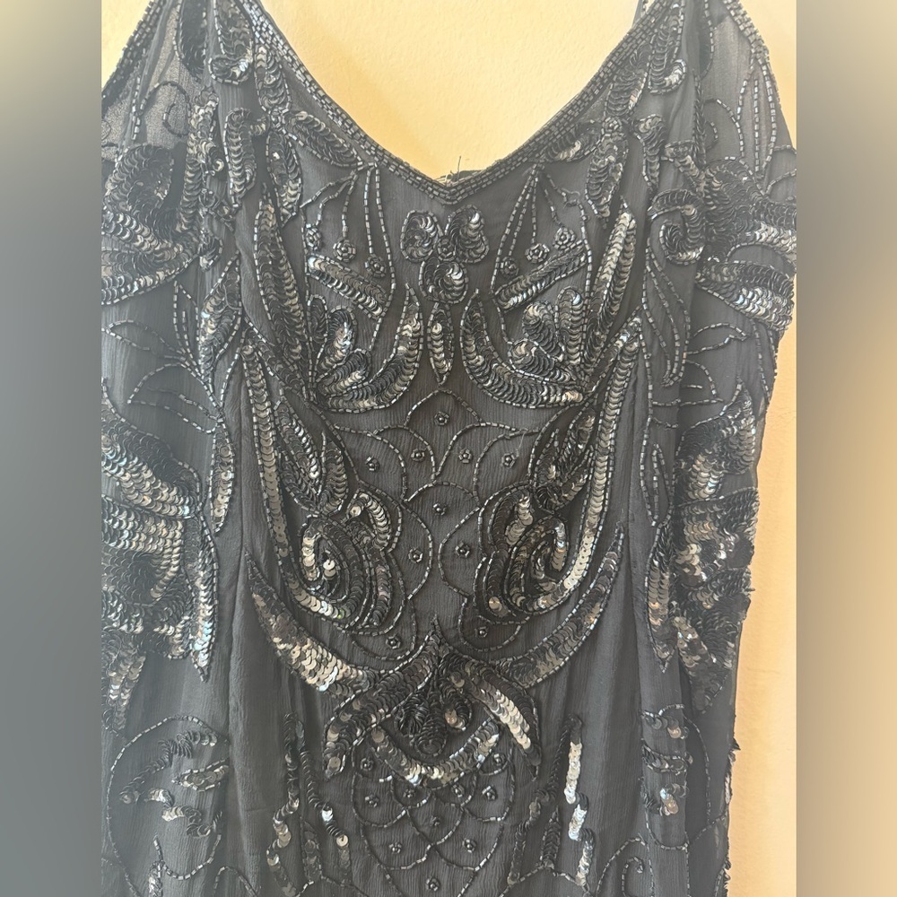 Vintage Sequin and Beaded Black Mini Dress - Picture 3 of 6